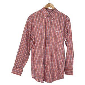 Orvis Men’s Long sleeve Button Down Shirt Pink Blue Size Medium